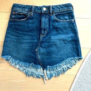 Free People cow girl denim skirt with fringe